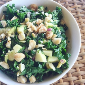 Kale Salad with Macadamia Nuts and Apple